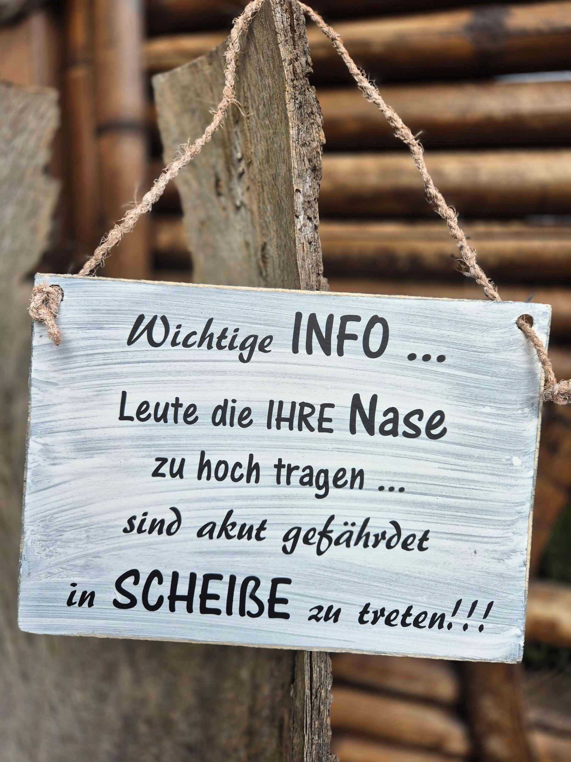 Holzschild Spruch- Nase