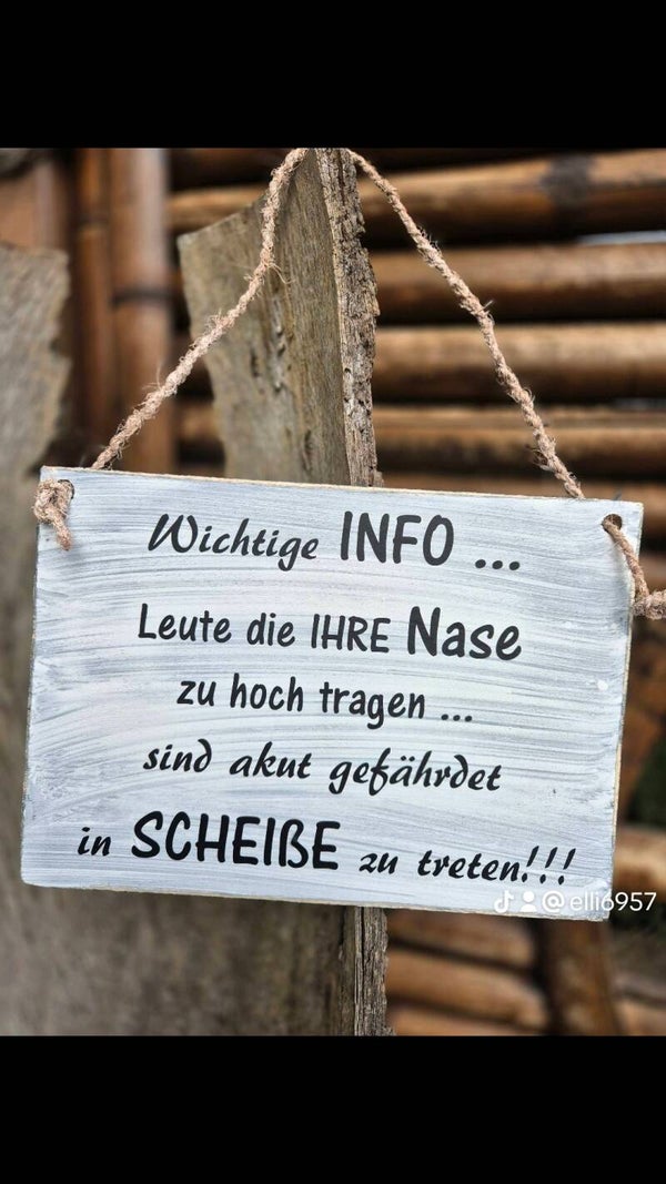 Holzschild Spruch. Nase