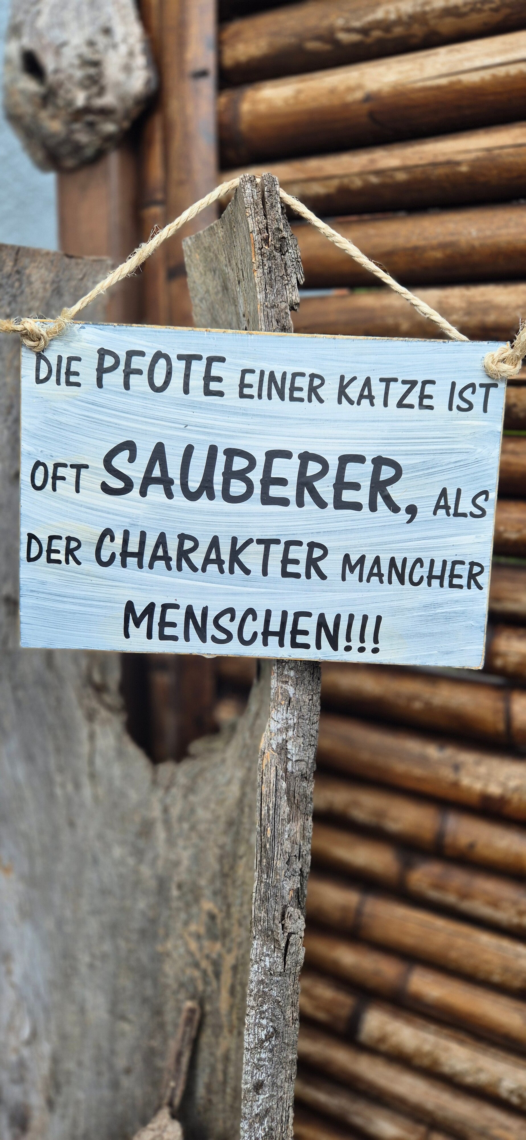 Holzschild Spruch Katze