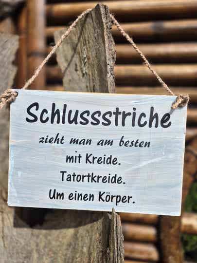 Holzschild Spruch Schlussstrich