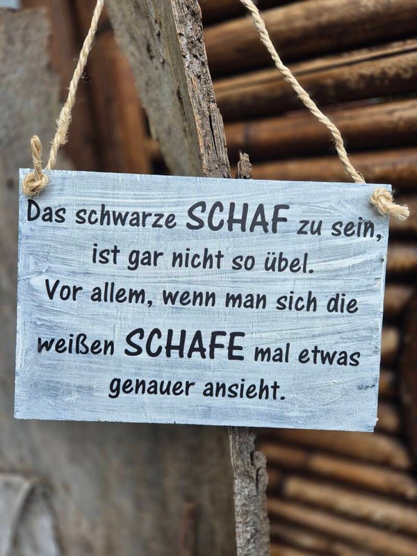 Holzschild Spruch Schaf