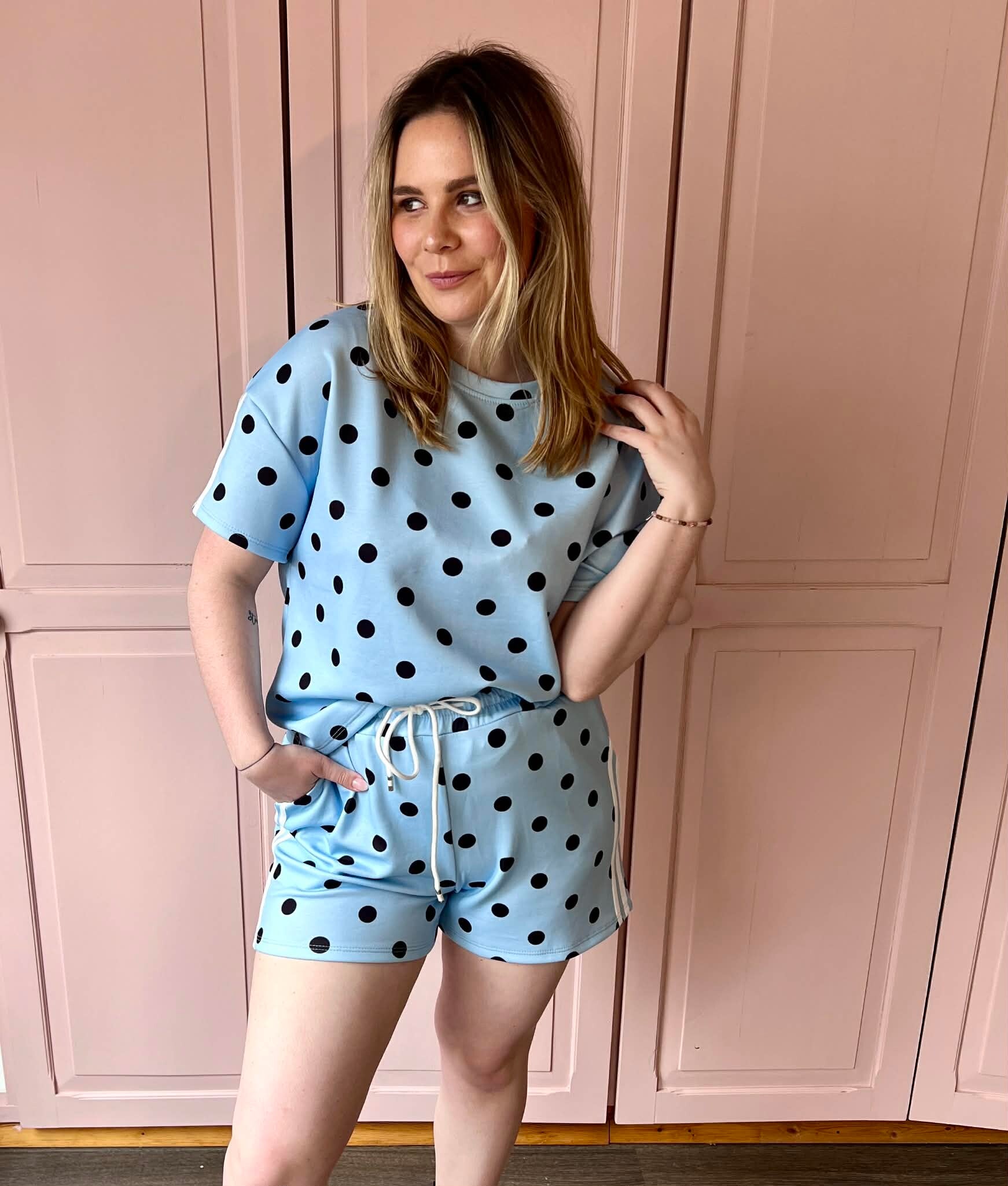 polka dot set blue