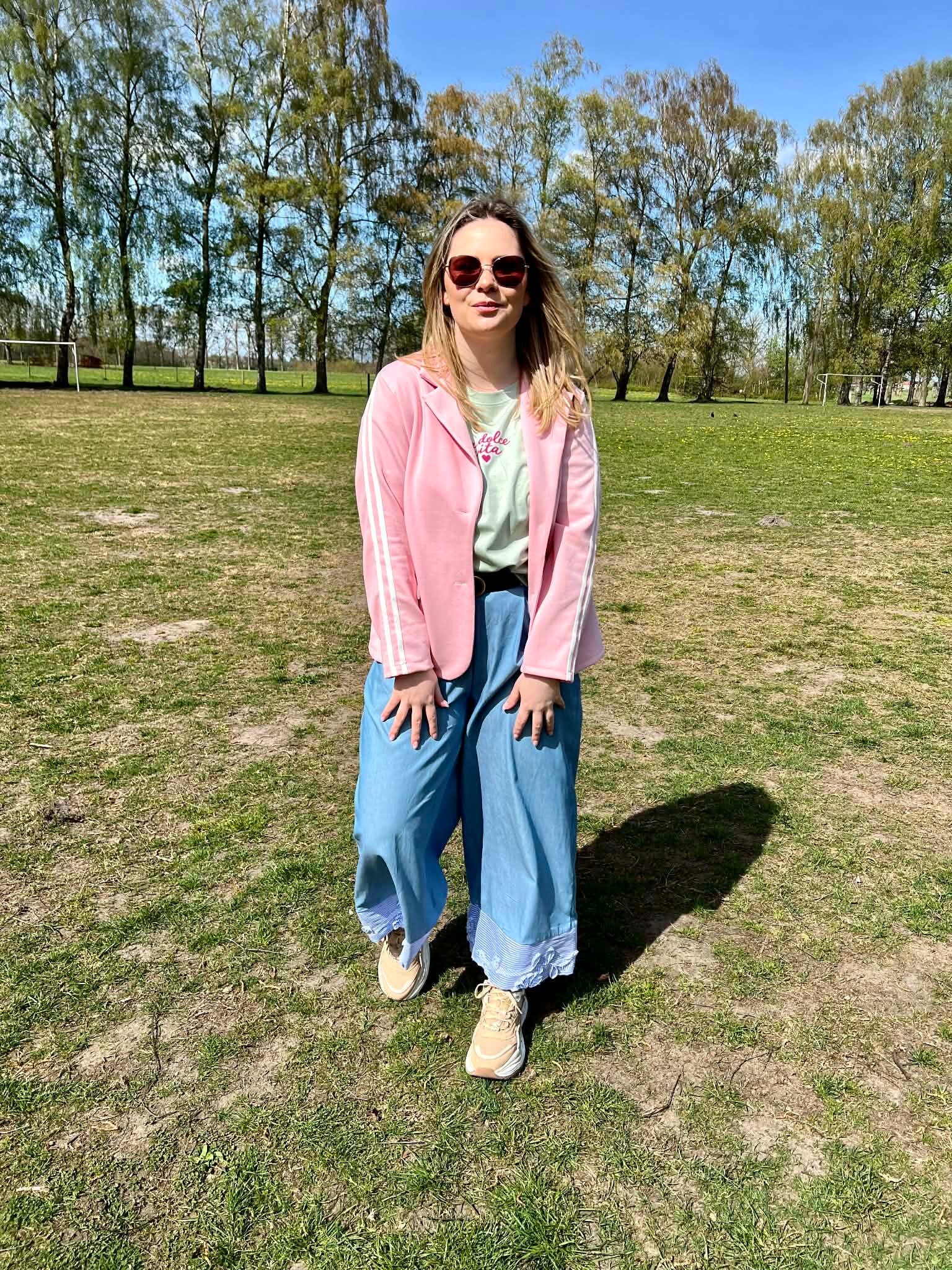 Monroe blazer pink met strepen