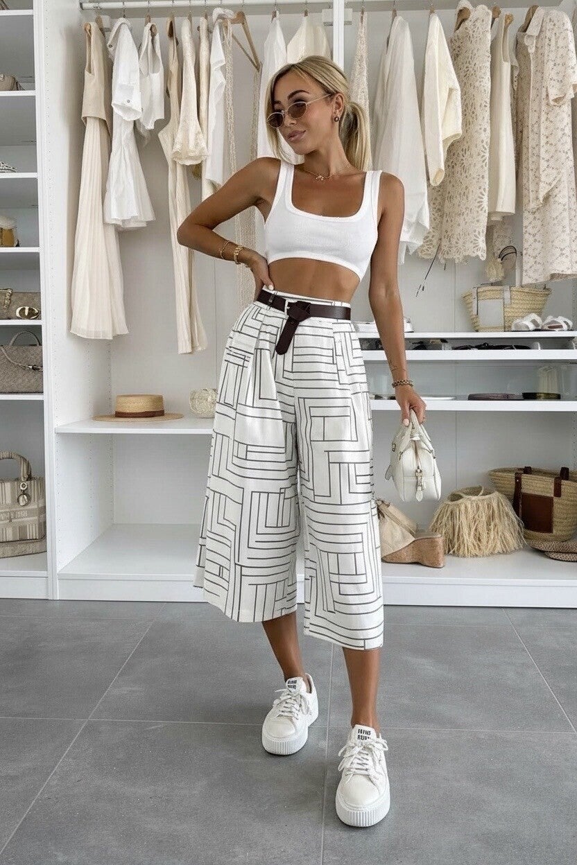 Sunset capri pants white