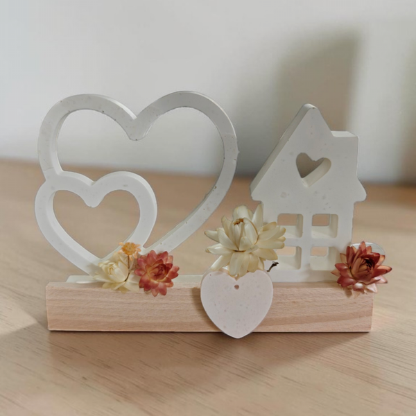 Bloemstukje hartjes en huis