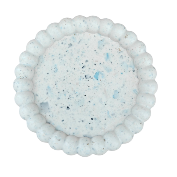 Bubbelschaaltje in terrazzo wit-blauw
