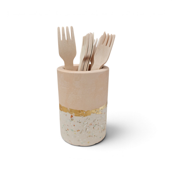 Terrazzo pot peach met dikke rand