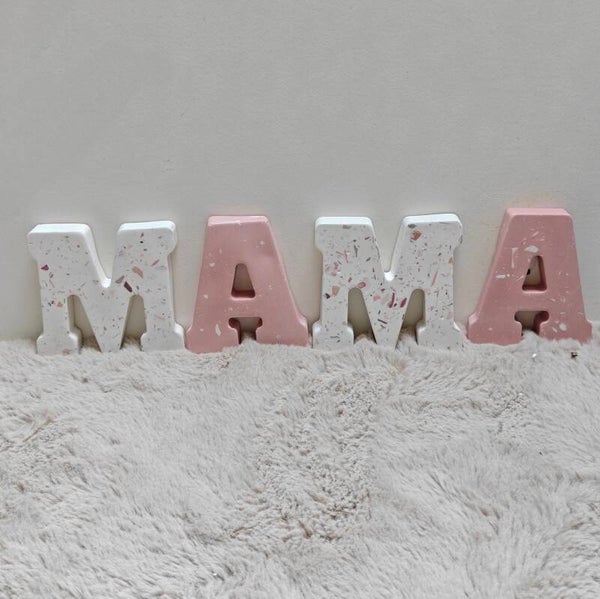 Terrazzo letters 'mama'