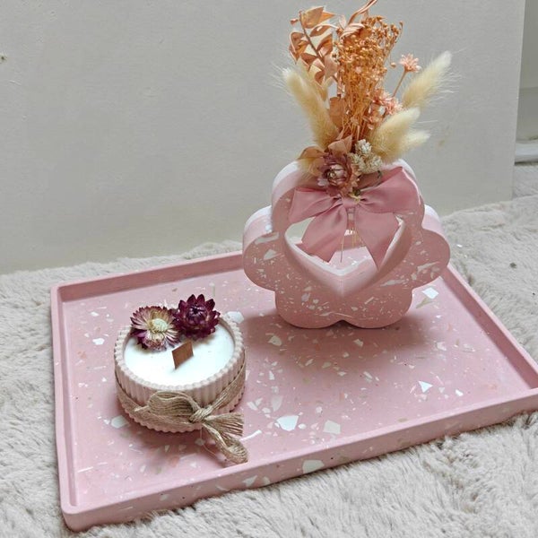 Grote luxe terrazzo set roze