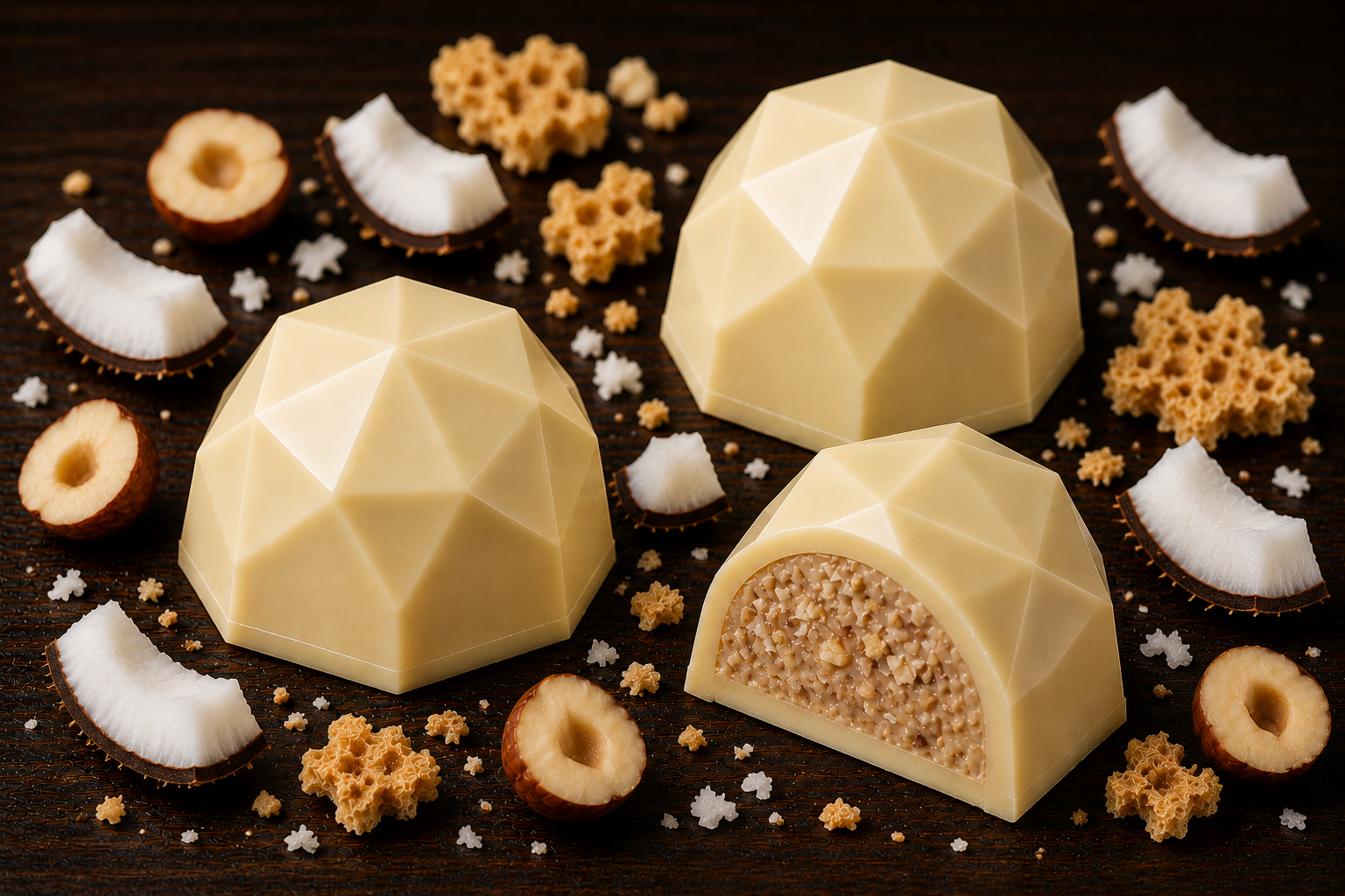 Pralina Diamante - Cioccolato bianco 31,4% con Crema delicrisp al cocco
