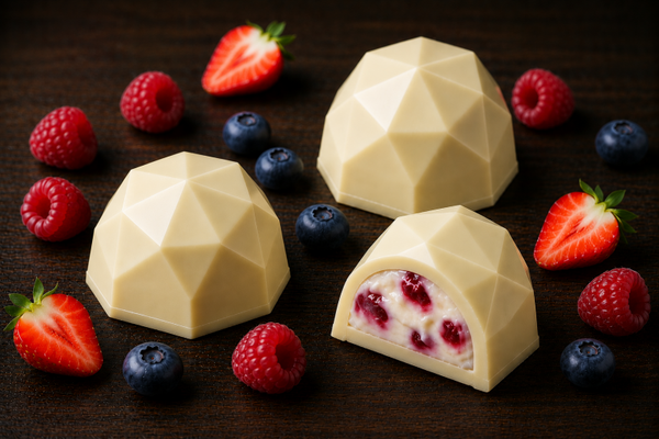 Pralina Diamante - Cioccolato bianco 31,4% con Crema crunch ai frutti rossi