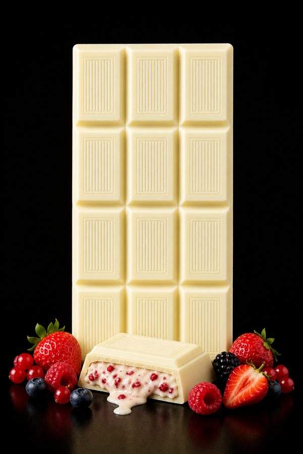 Tavoletta 100g - Cioccolato bianco 31,4% con Crema crunch ai frutti rossi