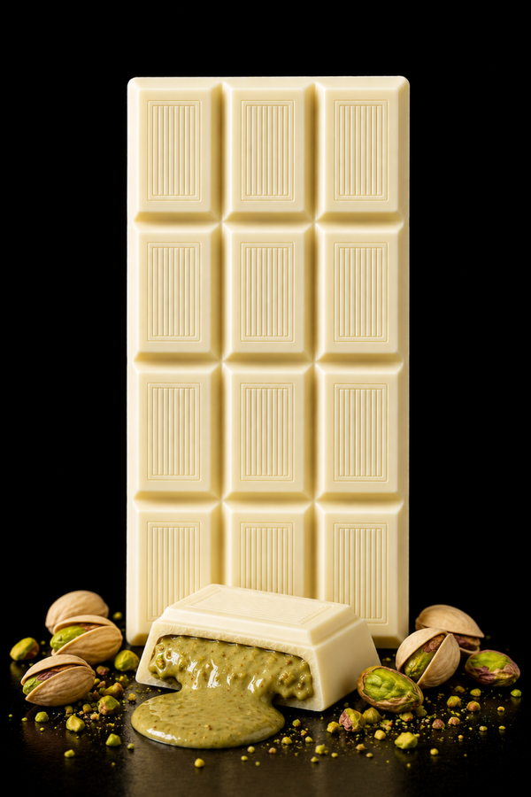 Tavoletta 100g - Cioccolato bianco 31,4% con Crema al pistacchio