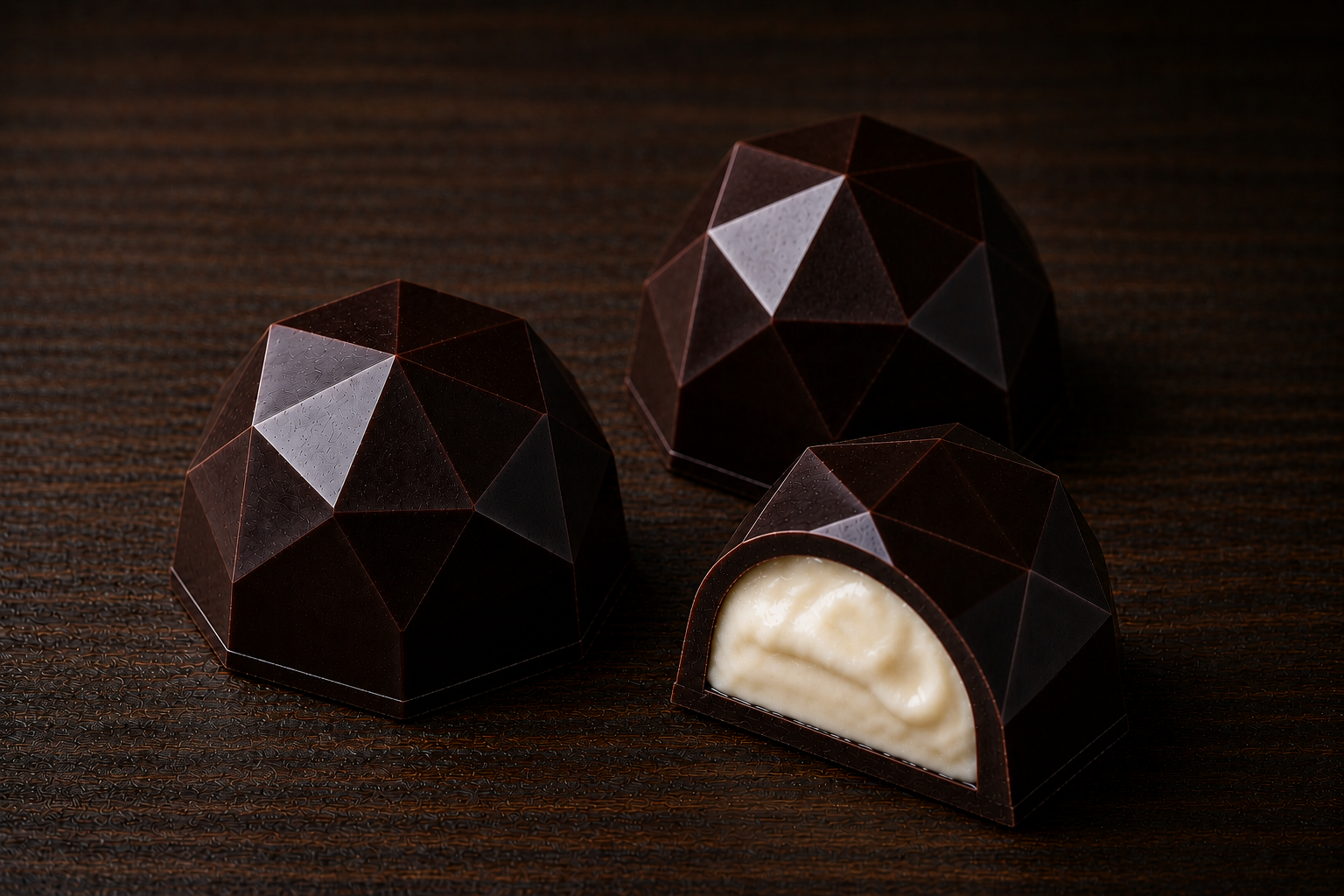 Praline Diamante  - Cioccolato fondente 52% con Crema bianca