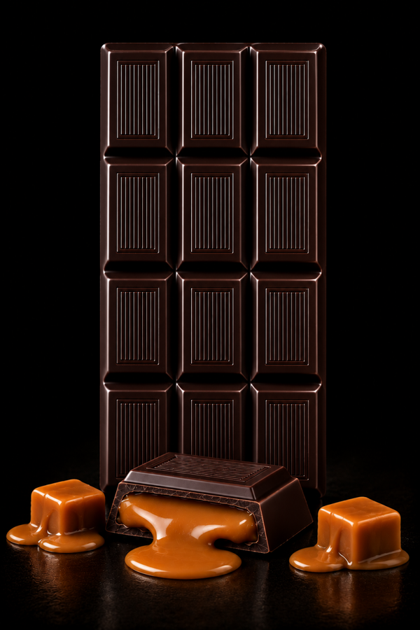 Tavoletta 100g - Cioccolato fondente 52% con Crema caramel toffee d'or