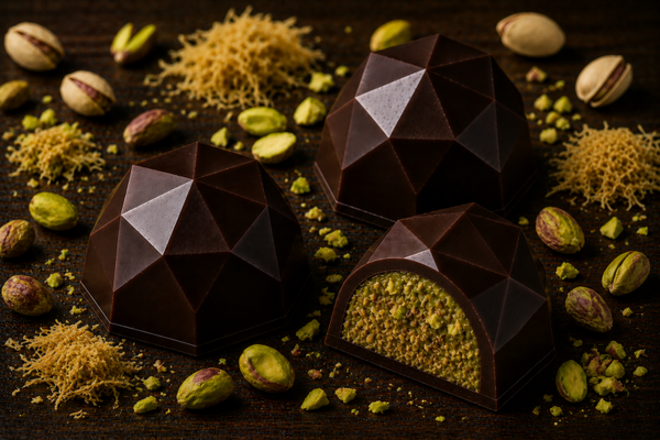 Pralina diamante - Cioccolato fondente 52% con Crema Dubai style