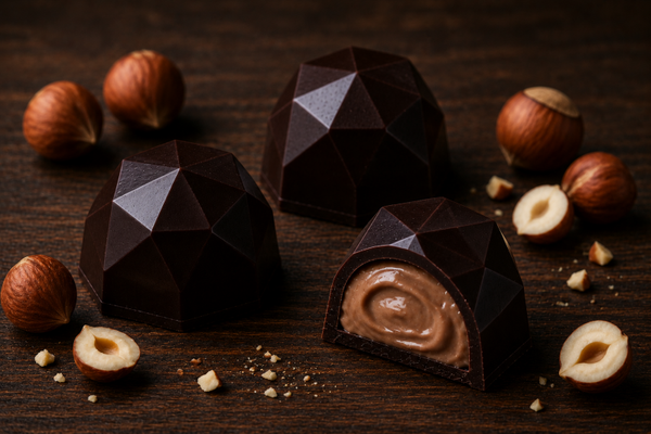 Pralina Diamante  - Cioccolato fondente 52% con Crema alla nocciola