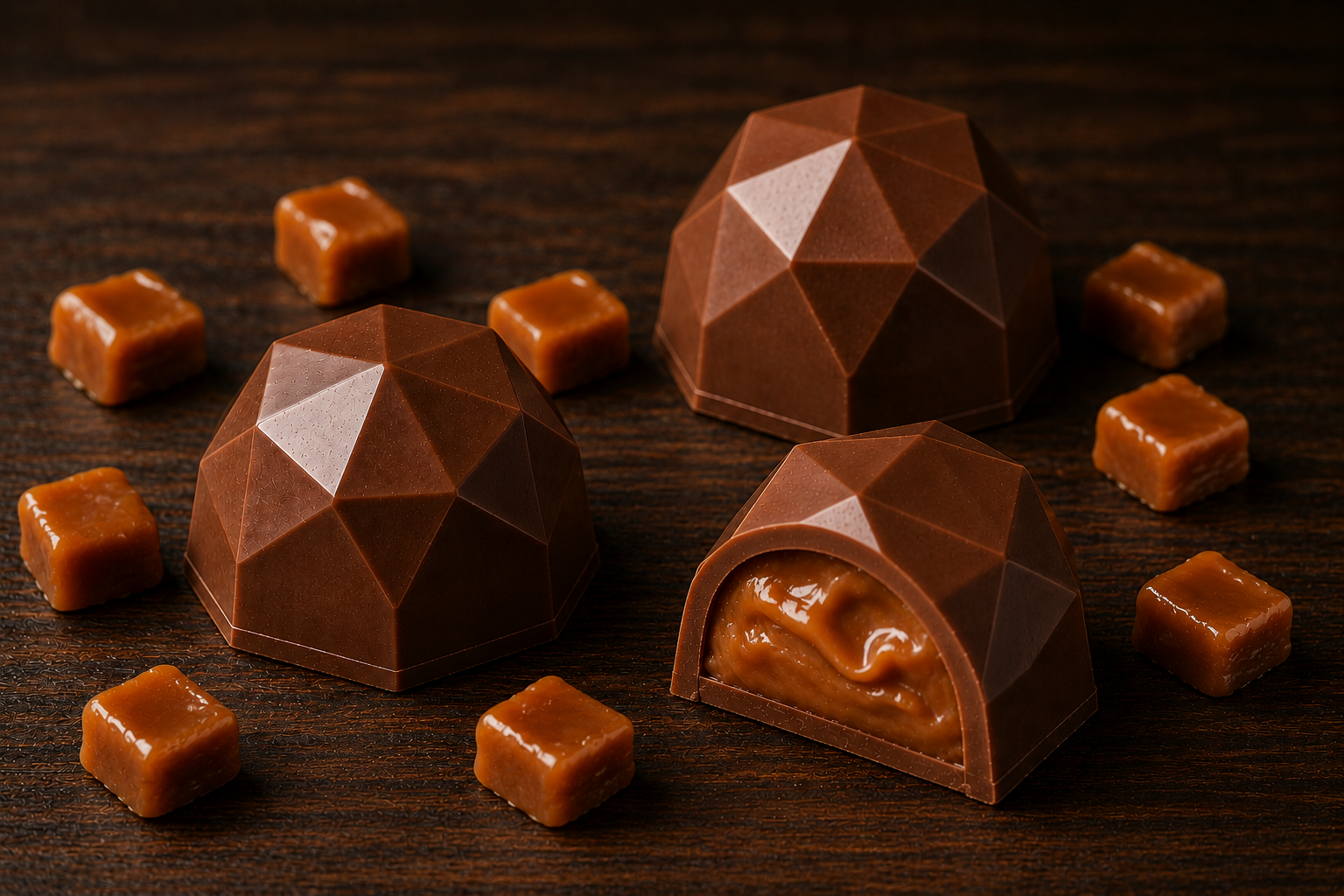 Pralina Diamante  - Cioccolato al latte 34% con Crema caramel toffee d'or