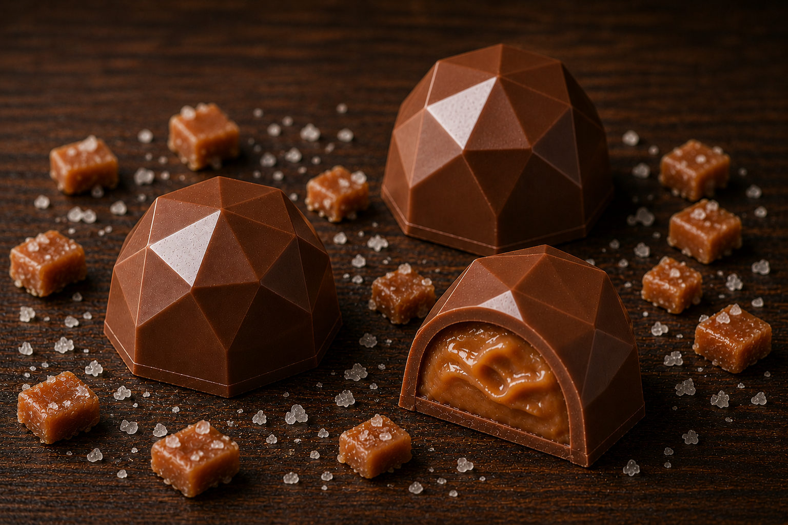 Pralina Diamante - Cioccolato al latte 34% con Crema caramel fleur de sal
