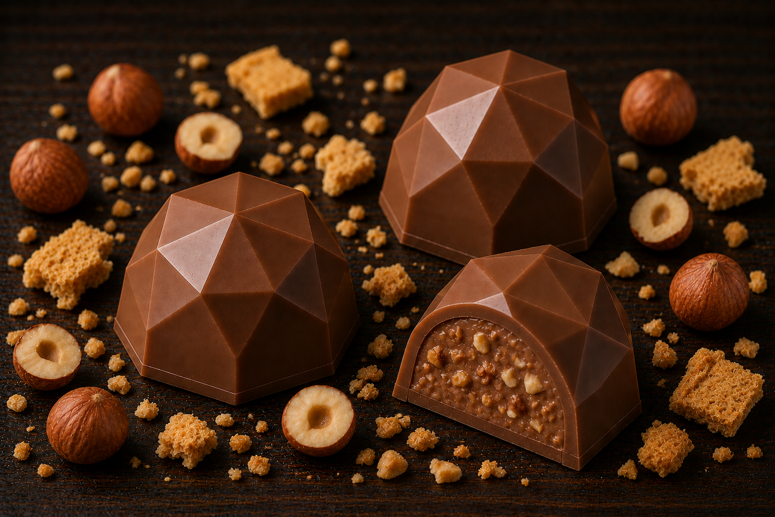 Pralina Diamante - Cioccolato al latte 34% con Crema crunch al cacao e nocciole