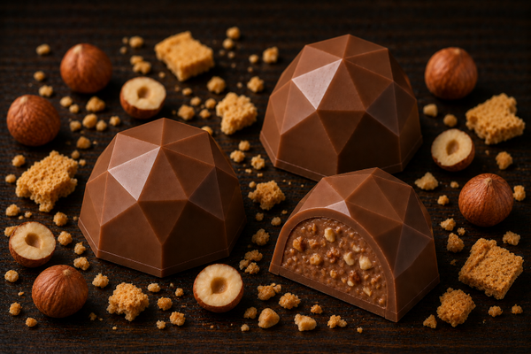 Pralina Diamante - Cioccolato al latte 34% con Crema crunch al cacao e nocciole