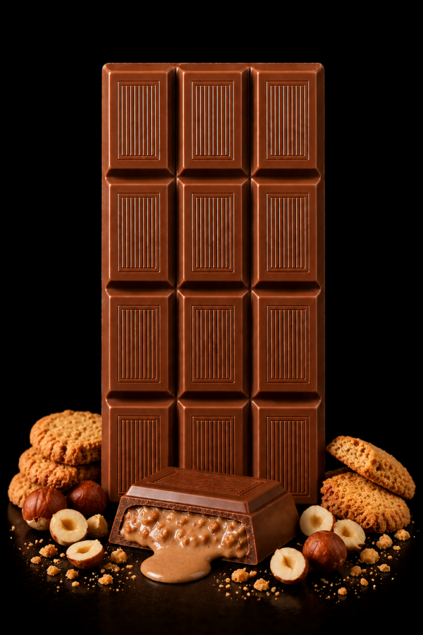 Tavoletta 100g - Cioccolato al latte 34% con Crema crunch al cacao e nocciole