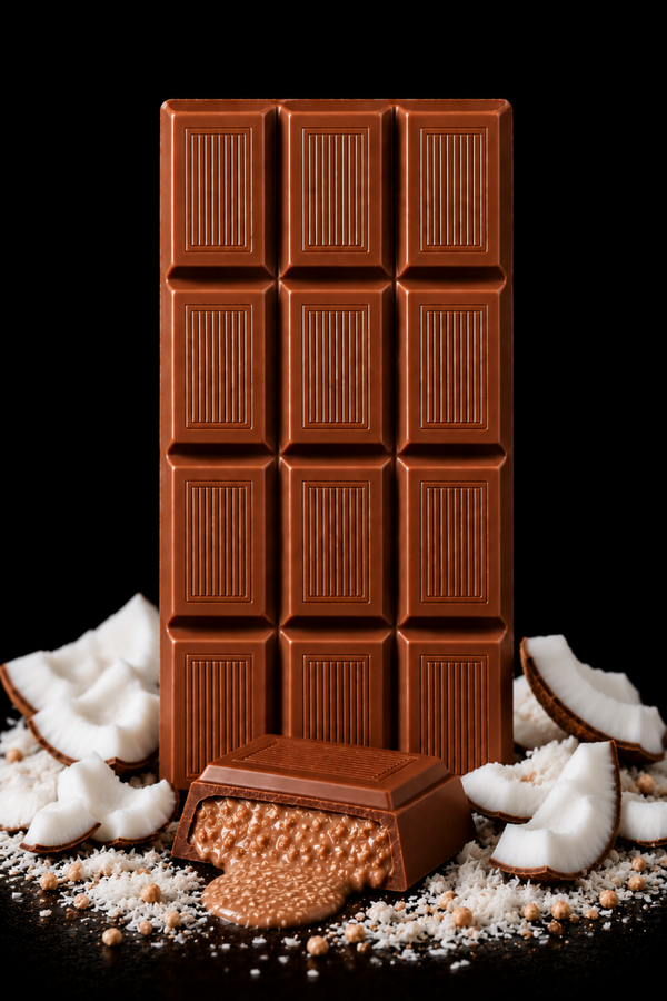 Tavoletta 100g - Cioccolato al latte 34% con Crema delicrisp al cocco