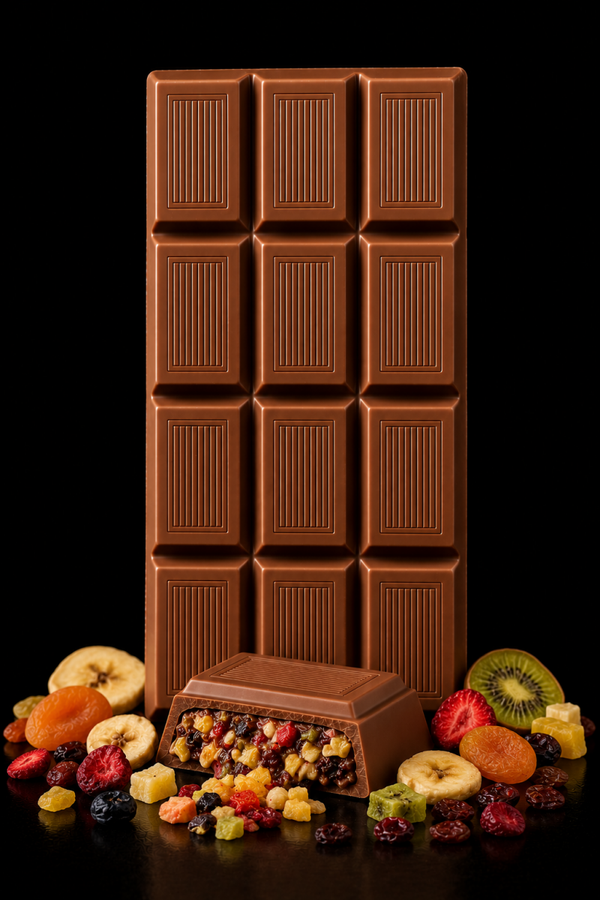 Tavoletta 100g - Cioccolato al latte 34% con Frutta disidratata