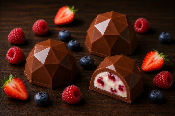 Pralina Diamante - Cioccolato al latte 34% con Crema crunch ai frutti rossi
