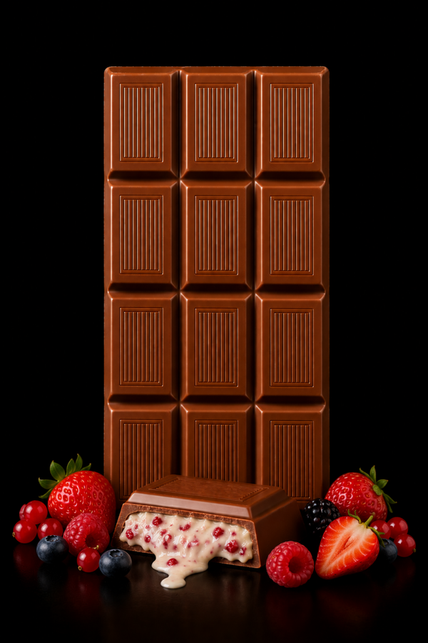 Tavoletta 100g - Cioccolato al latte 34% con Crema crunch ai frutti rossi