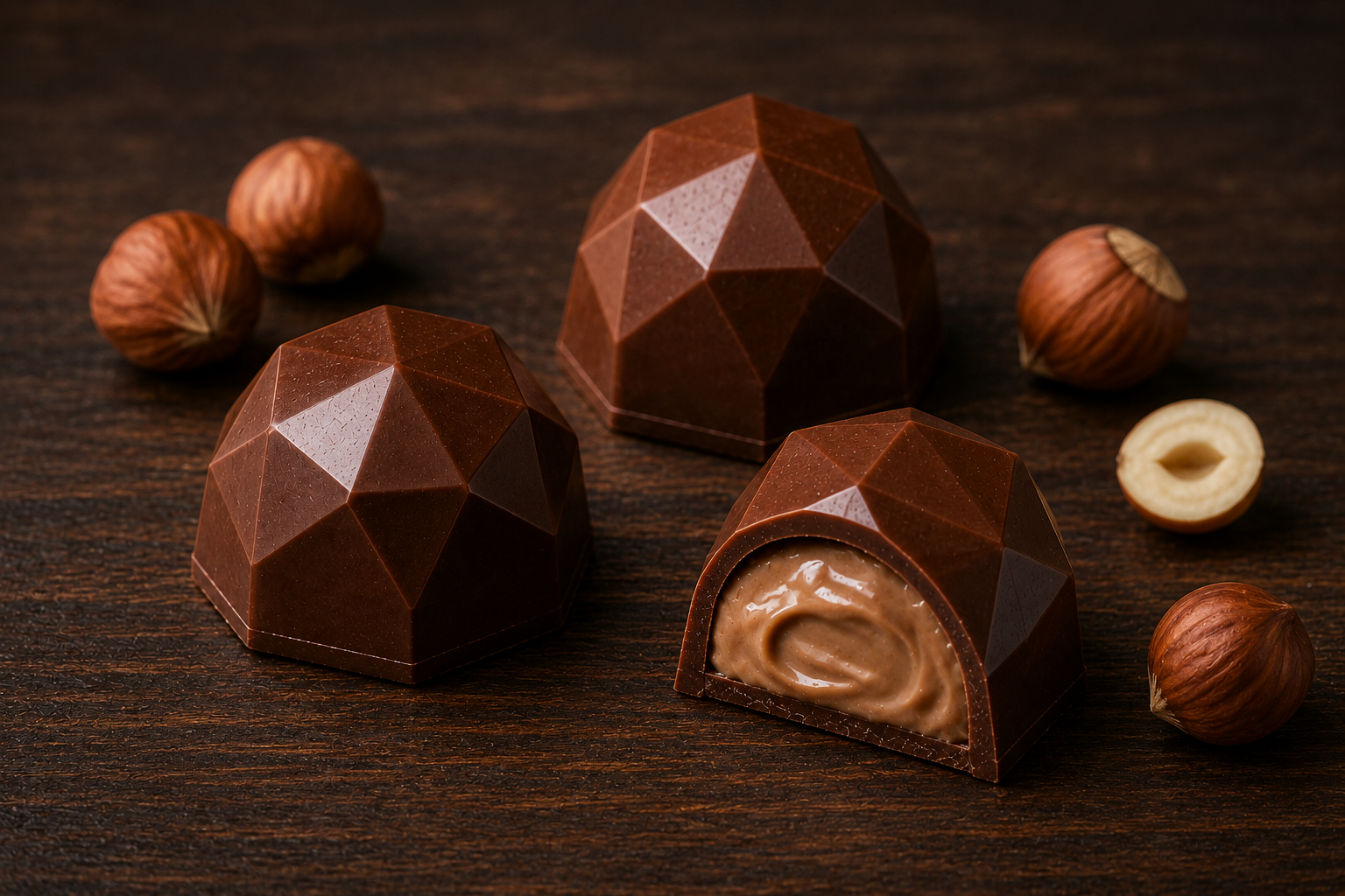 Pralina Diamante - Cioccolato al latte 34% con Crema alla nocciola