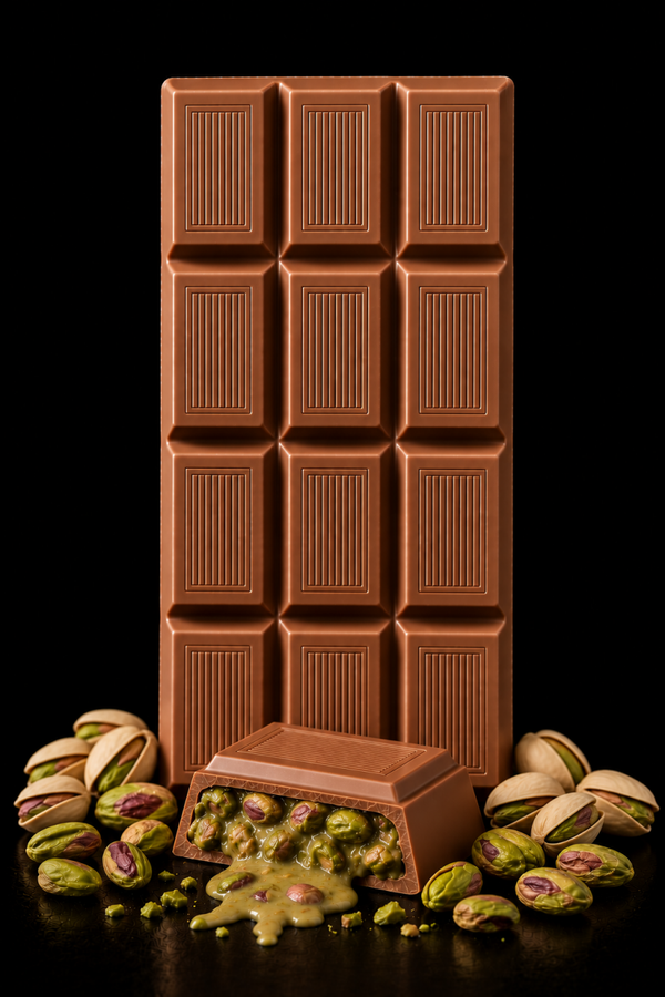 Tavoletta 100g - Cioccolato al latte 34% con Pistacchi salati