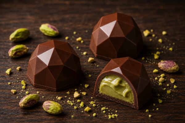 Pralina Diamante  - Cioccolato al latte 34% con Crema al pistacchio