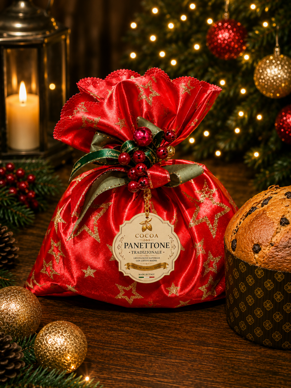 Panettone classico 750g con Sacco in tessuto Natalizio