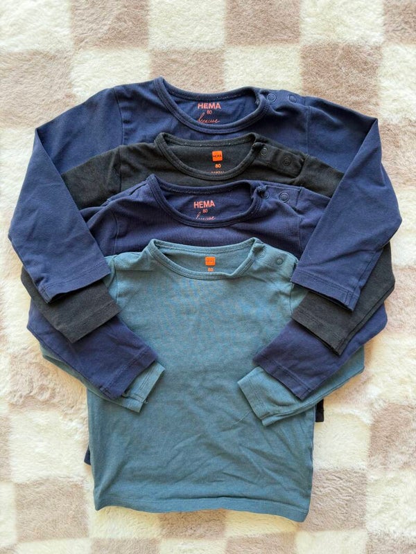 4x Hema shirt maat 80 - Basic - Bamboo