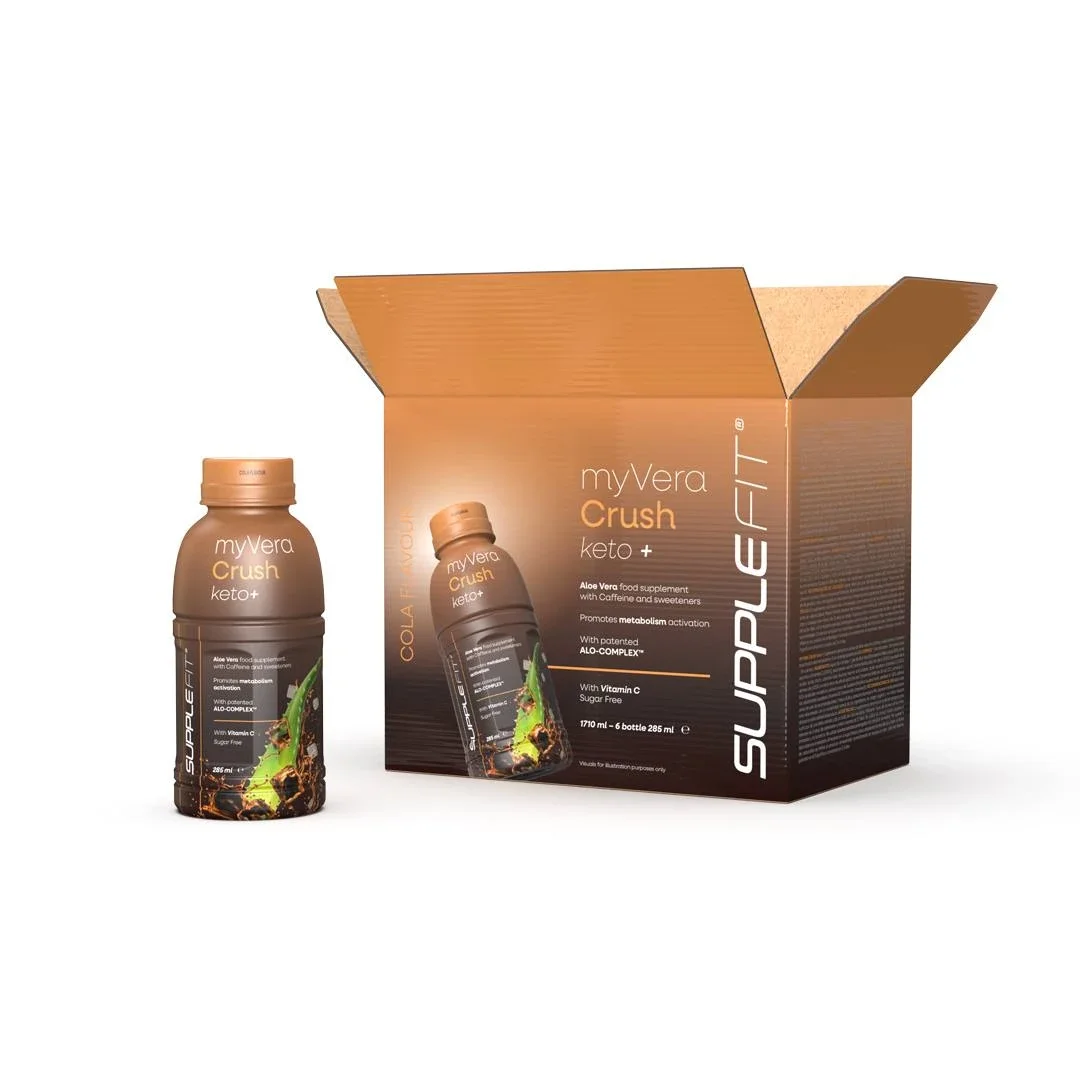 MYVERA CRUSH Keto + | Nahrungsergänzungsmittel mit Koffein und Süßungsmitteln in Einzelflaschen à 285 ml