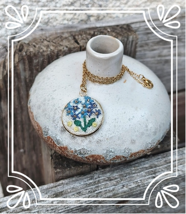 Pendentif Hortensia Bleu