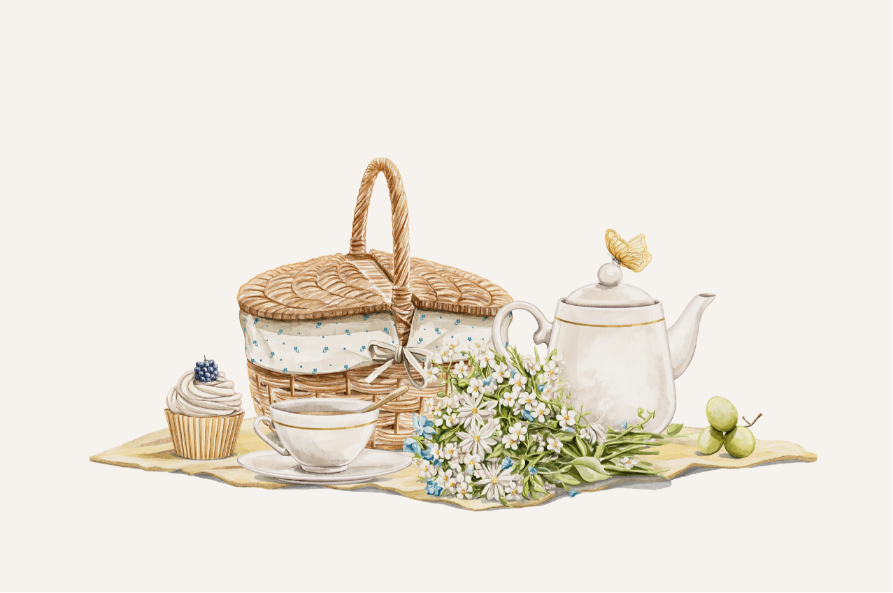 Wenskaart - thee picknick