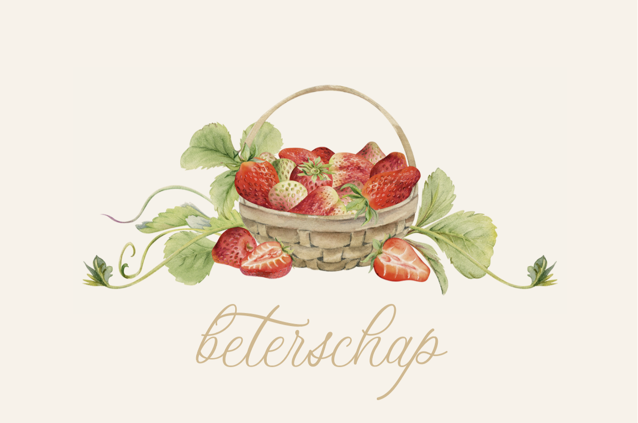 Wenskaart - beterschap aardbeitjes