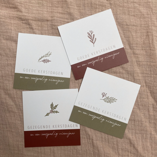 Set van 4 kerstkaartjes