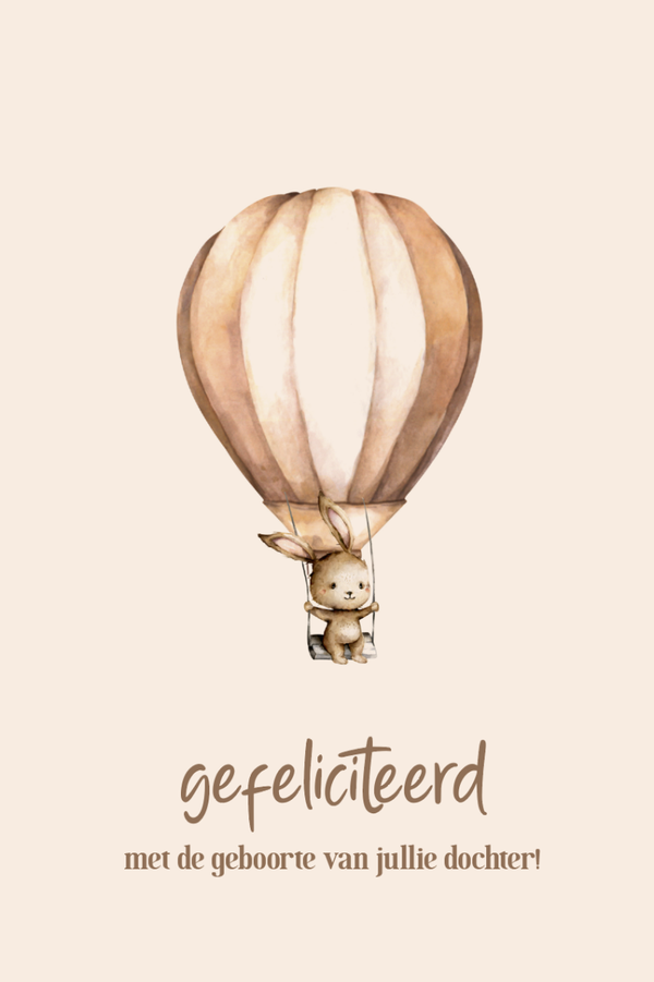 Wenskaart - geboorte ballon meisje