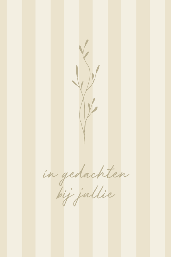 Beige wenskaartje - in gedachten bij jullie