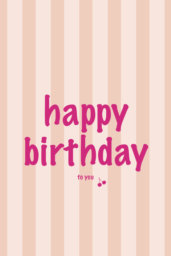 Roze gestreept wenskaartje - happy birthday