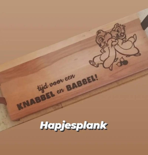 Borrelplank Rechthoekig met leren handgreep