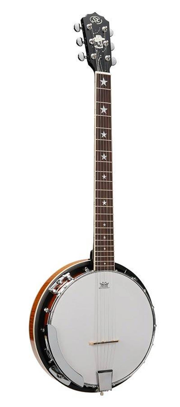 Banjo BJ456VS merk SX 6 strings  - Sunburst - inclusief gevoerde tas