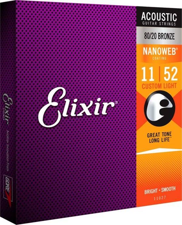 Gitaarsnaren akoestische gitaar 11027 Elixir 80/20 Nanoweb 11-52