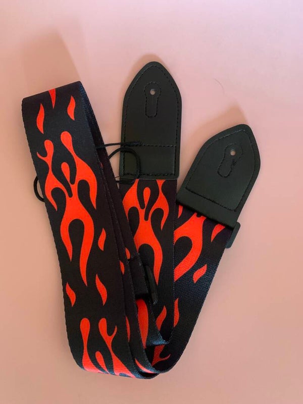 Gitaarband Rood Zwart gevlamd