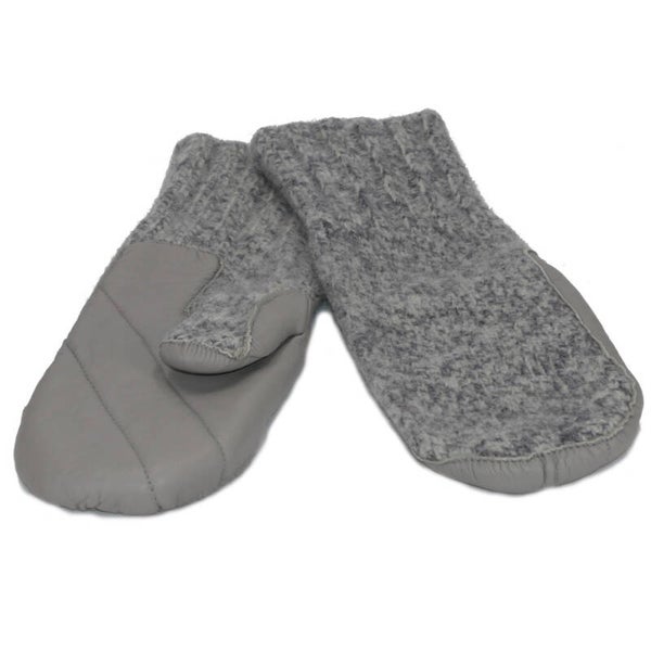 Fäustlinge gewalkt mit Lederbesatz