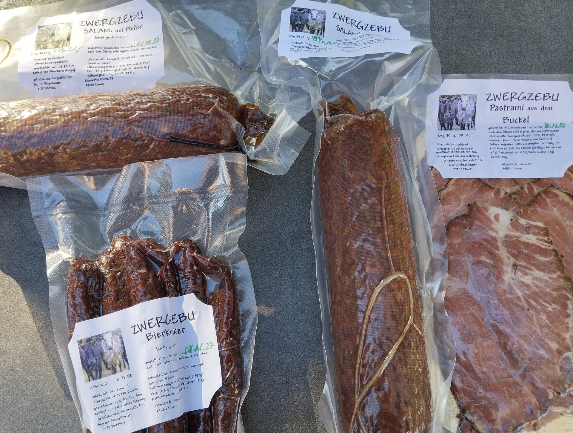 Wurstpaket vom Zwergzebu Salami, Pastrami, Bierknacker Sonderpreis