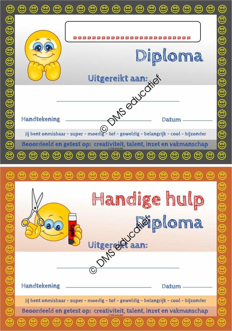 Geef met deze diploma's uw leerlingen een beloning en zetje in de rug bij hun leerwerk